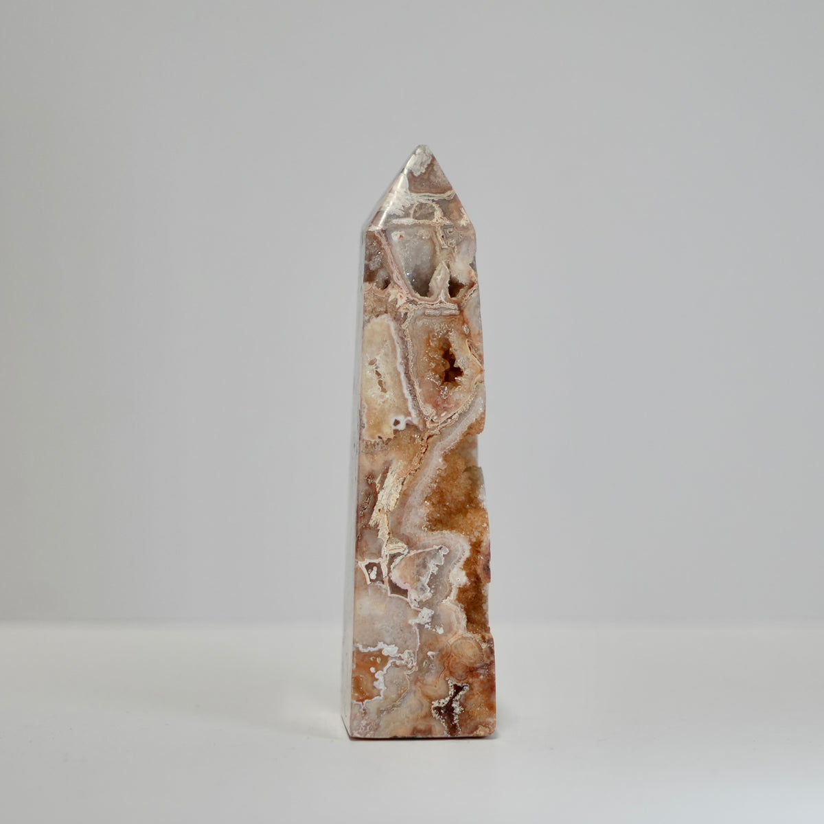 Agate Tower with Natural Quartz/Chalcedony Geodes #111