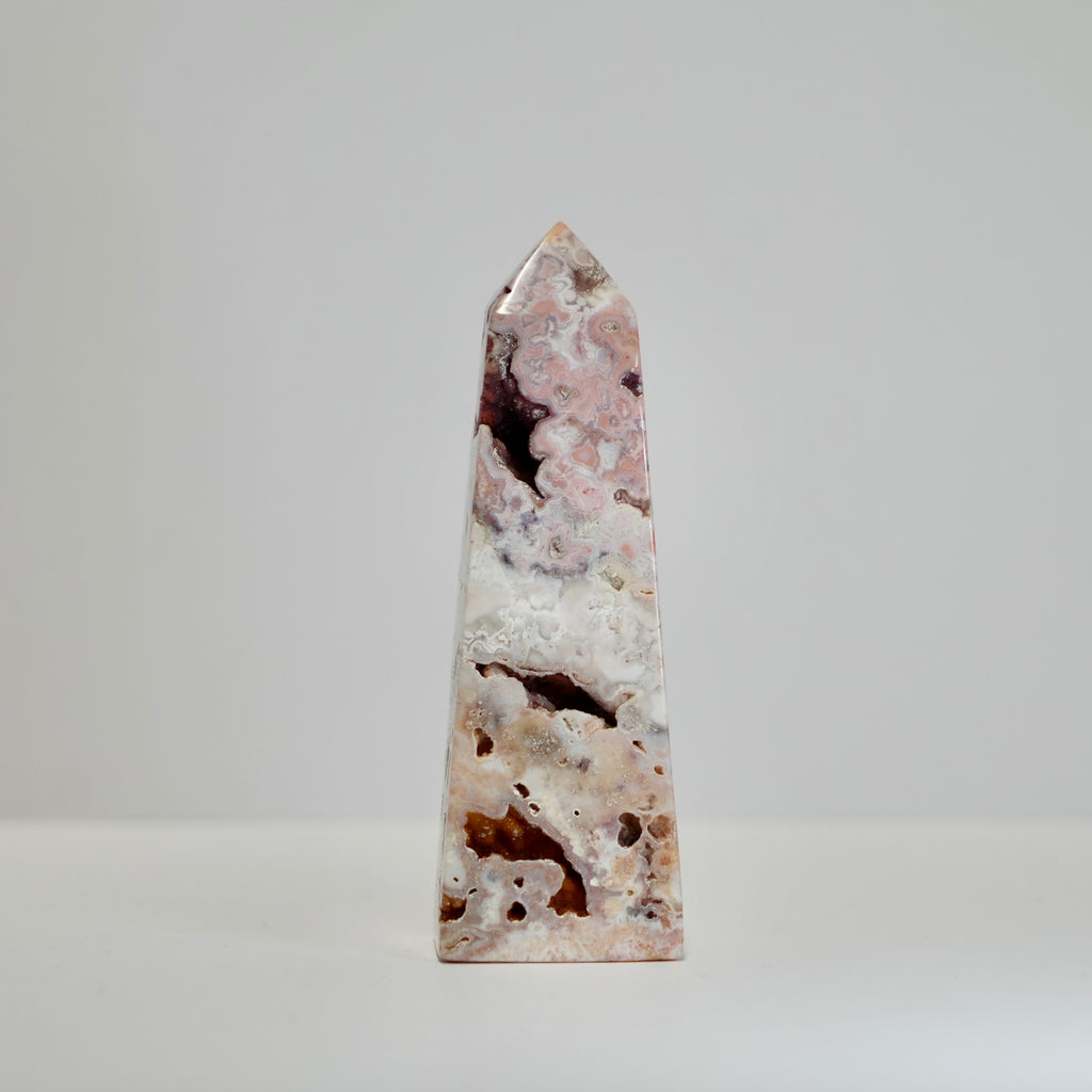 Agate Tower with Natural Quartz/Chalcedony Geodes #112