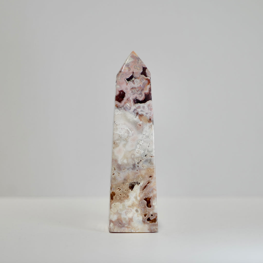 Agate Tower with Natural Quartz/Chalcedony Geodes #112