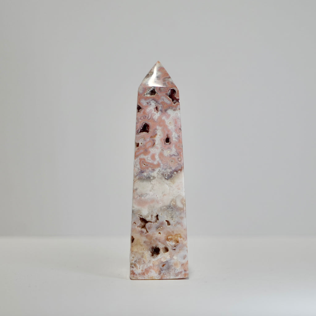 Agate Tower with Natural Quartz/Chalcedony Geodes #112