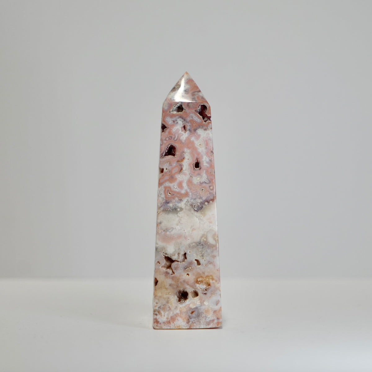 Agate Tower with Natural Quartz/Chalcedony Geodes #112