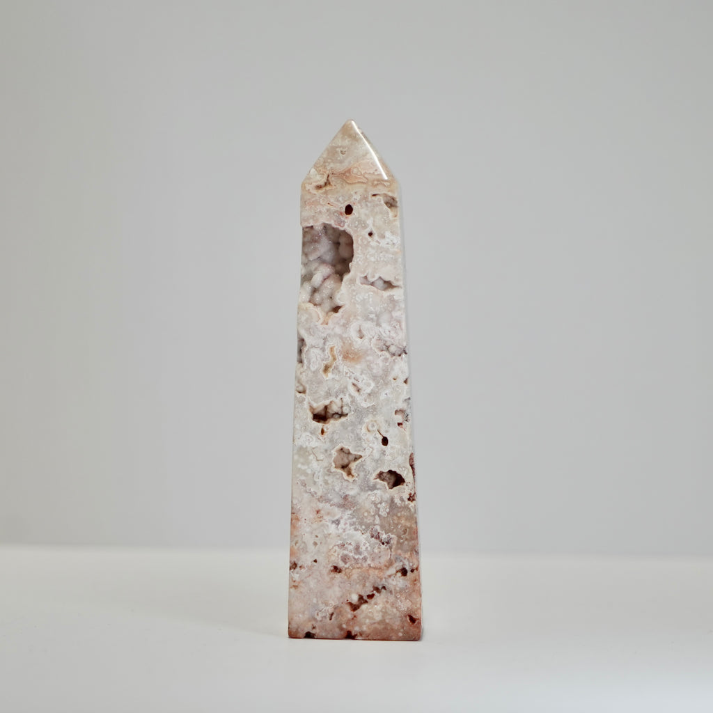 Agate Tower with Natural Quartz/Chalcedony Geodes #113