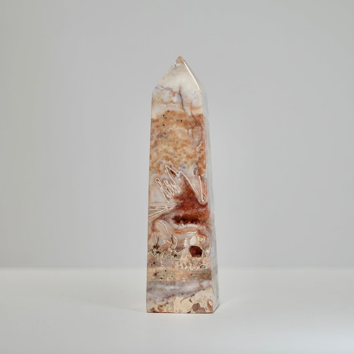 Agate Tower with Natural Quartz/Chalcedony Geodes #114
