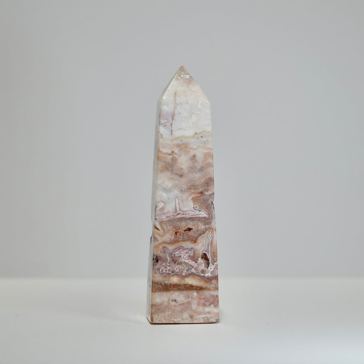 Agate Tower with Natural Quartz/Chalcedony Geodes #114