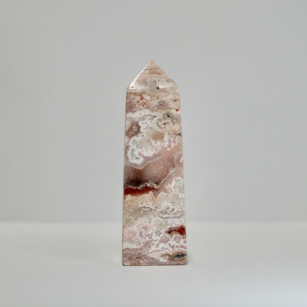 Agate Tower with Natural Quartz/Chalcedony Geodes #115