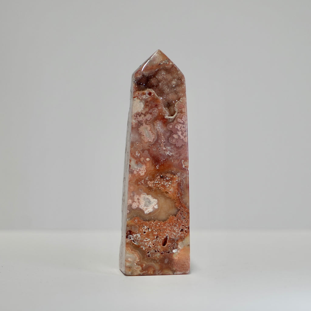 Agate Tower with Natural Quartz/Chalcedony Geodes #117