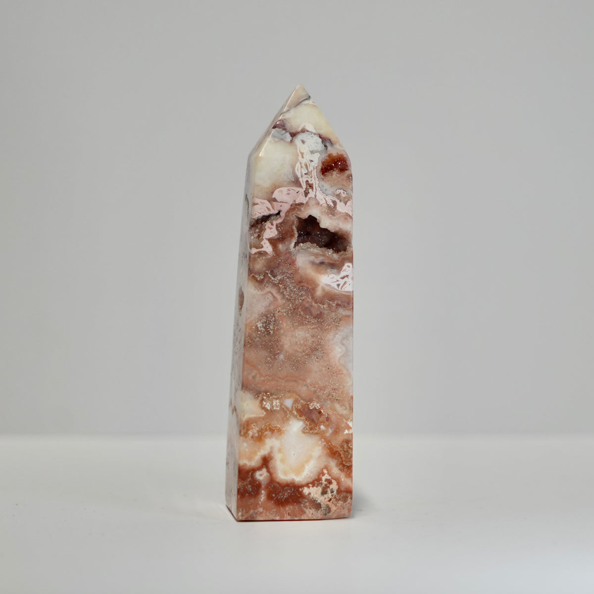 Agate Tower with Natural Quartz/Chalcedony Geodes #119