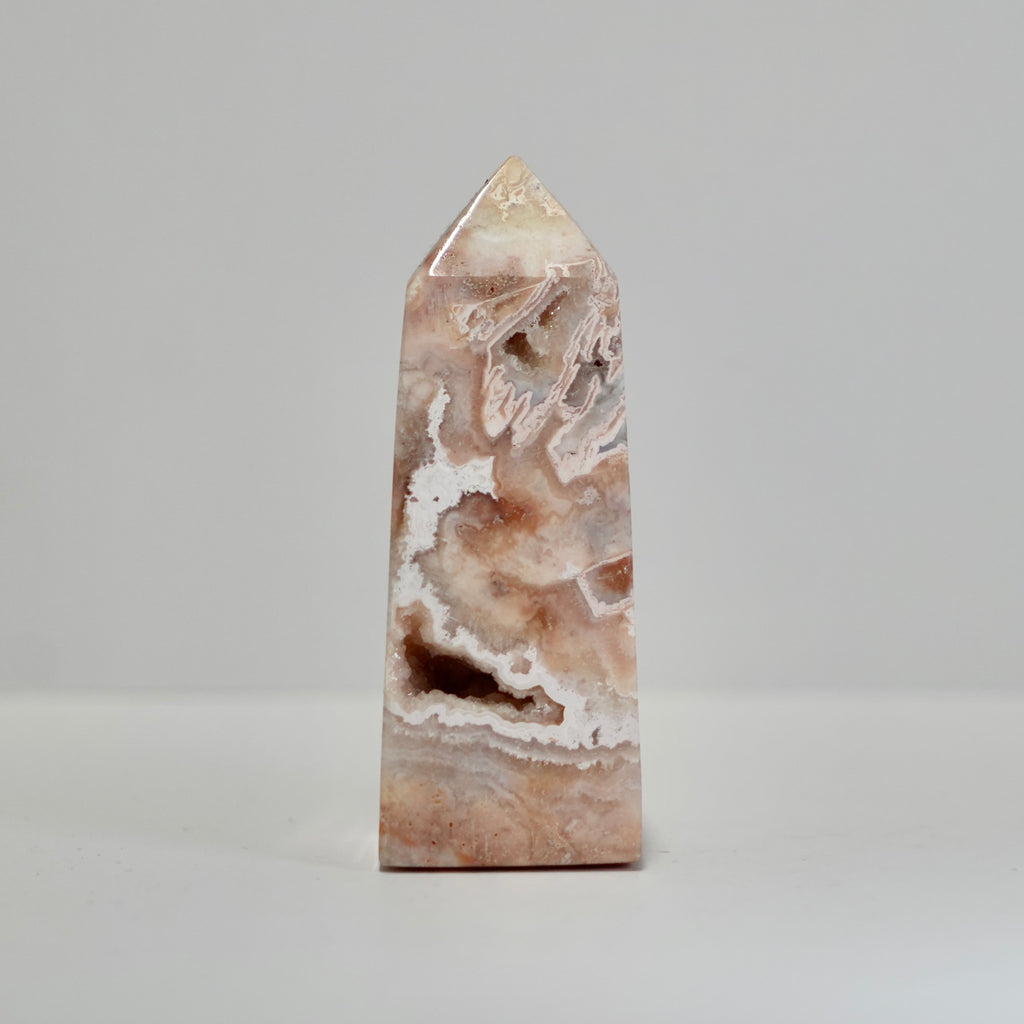 Agate Tower with Natural Quartz/Chalcedony Geodes #120