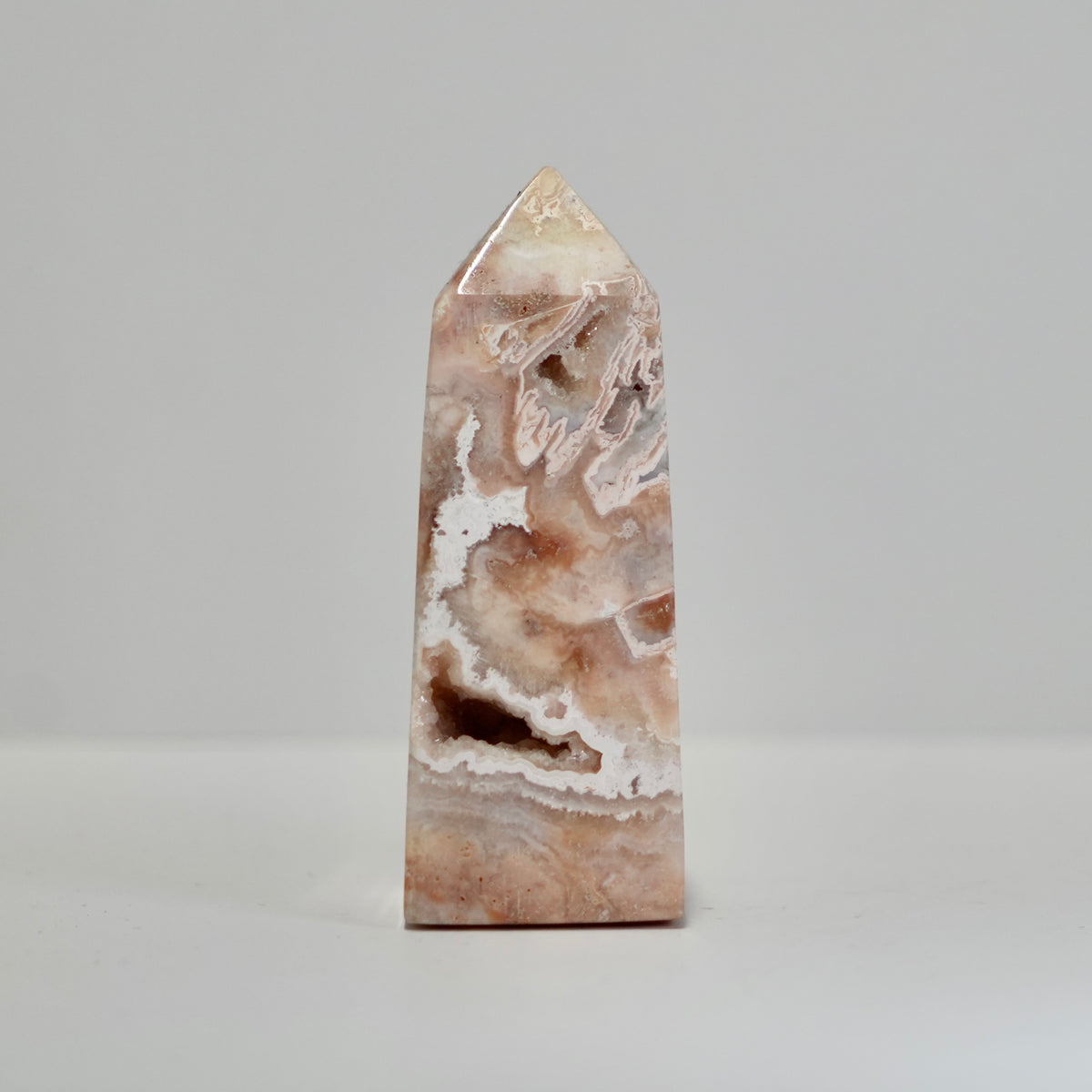 Agate Tower with Natural Quartz/Chalcedony Geodes #120
