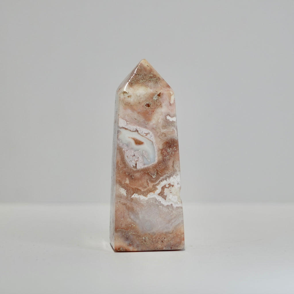 Agate Tower with Natural Quartz/Chalcedony Geodes #120