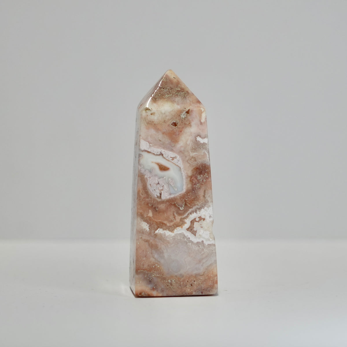 Agate Tower with Natural Quartz/Chalcedony Geodes #120