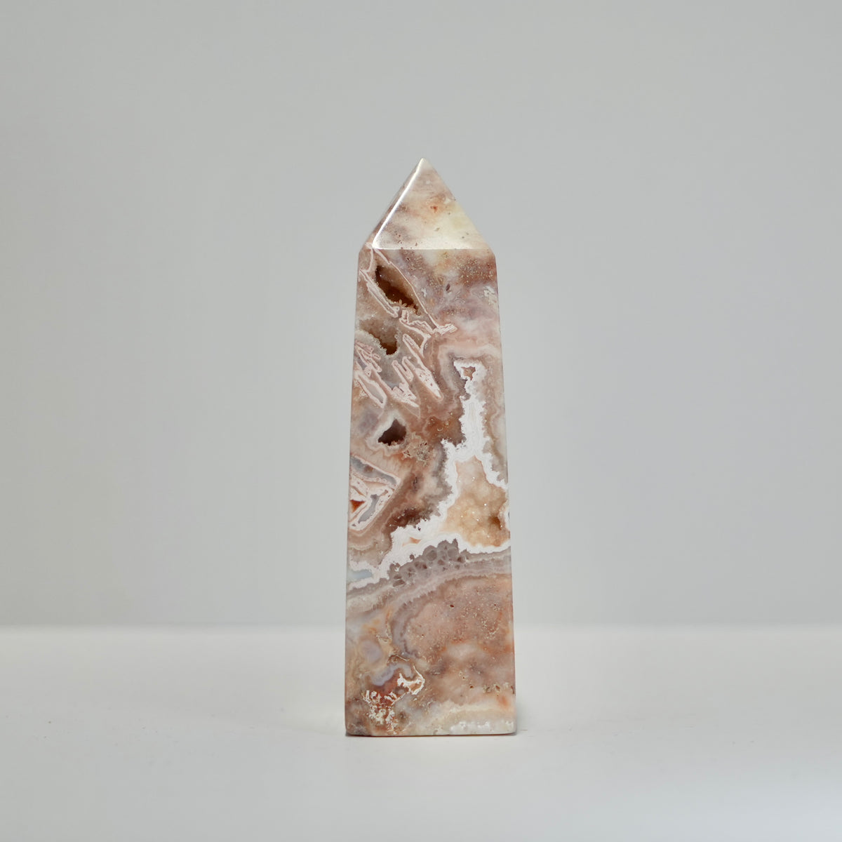 Agate Tower with Natural Quartz/Chalcedony Geodes #121