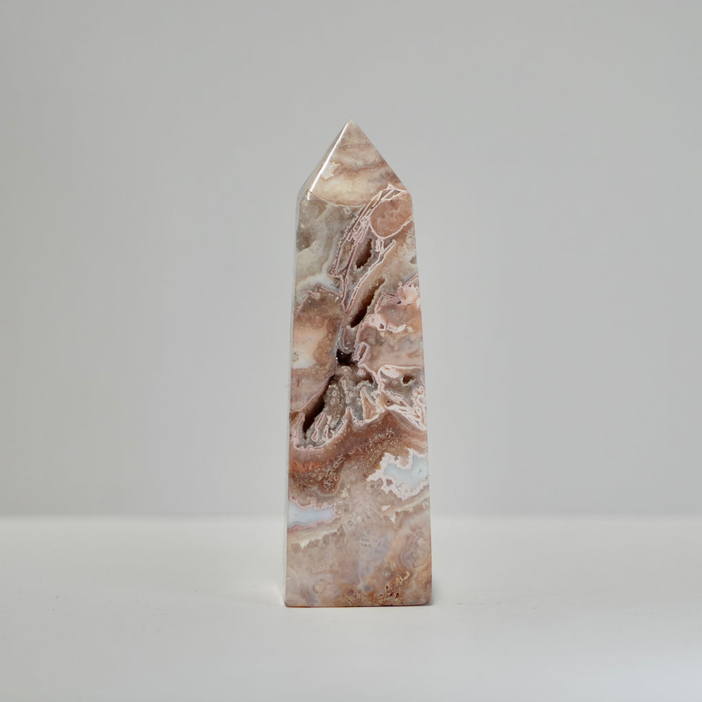 Agate Tower with Natural Quartz/Chalcedony Geodes #121