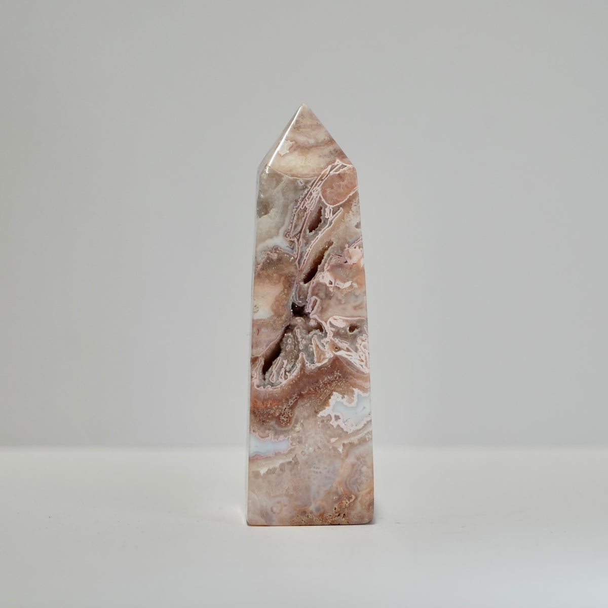 Agate Tower with Natural Quartz/Chalcedony Geodes #121