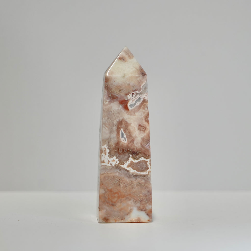 Agate Tower with Natural Quartz/Chalcedony Geodes #121