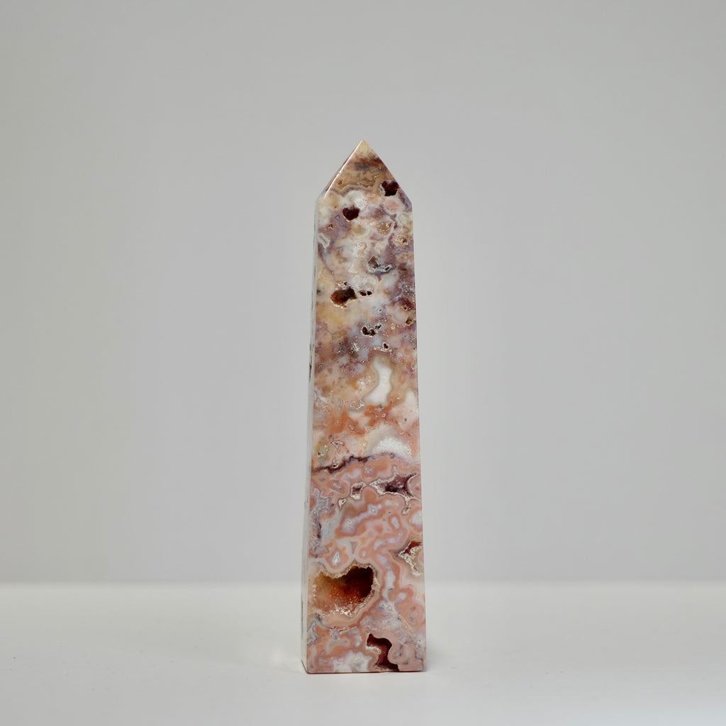 Agate Tower with Natural Quartz/Chalcedony Geodes #122