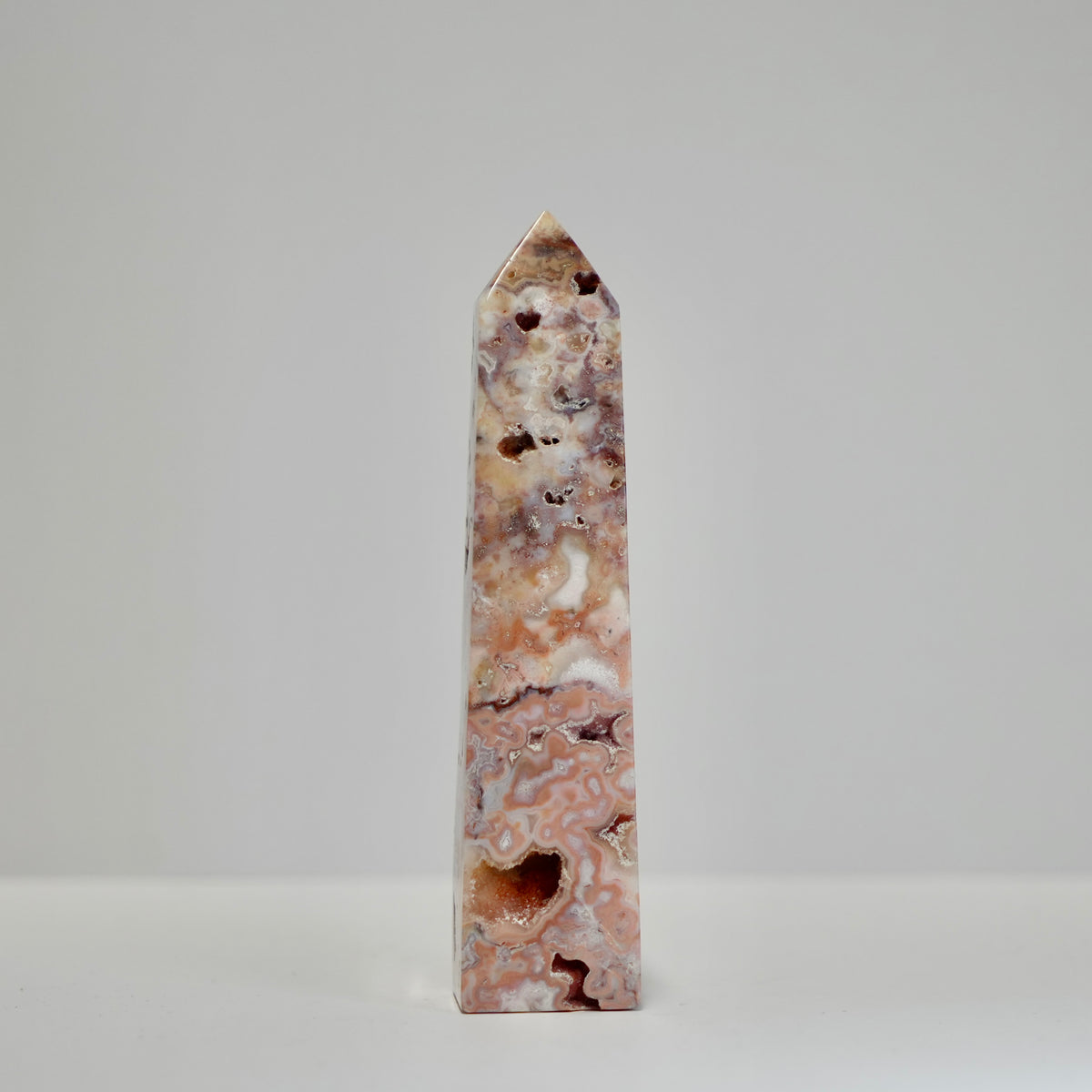 Agate Tower with Natural Quartz/Chalcedony Geodes #122