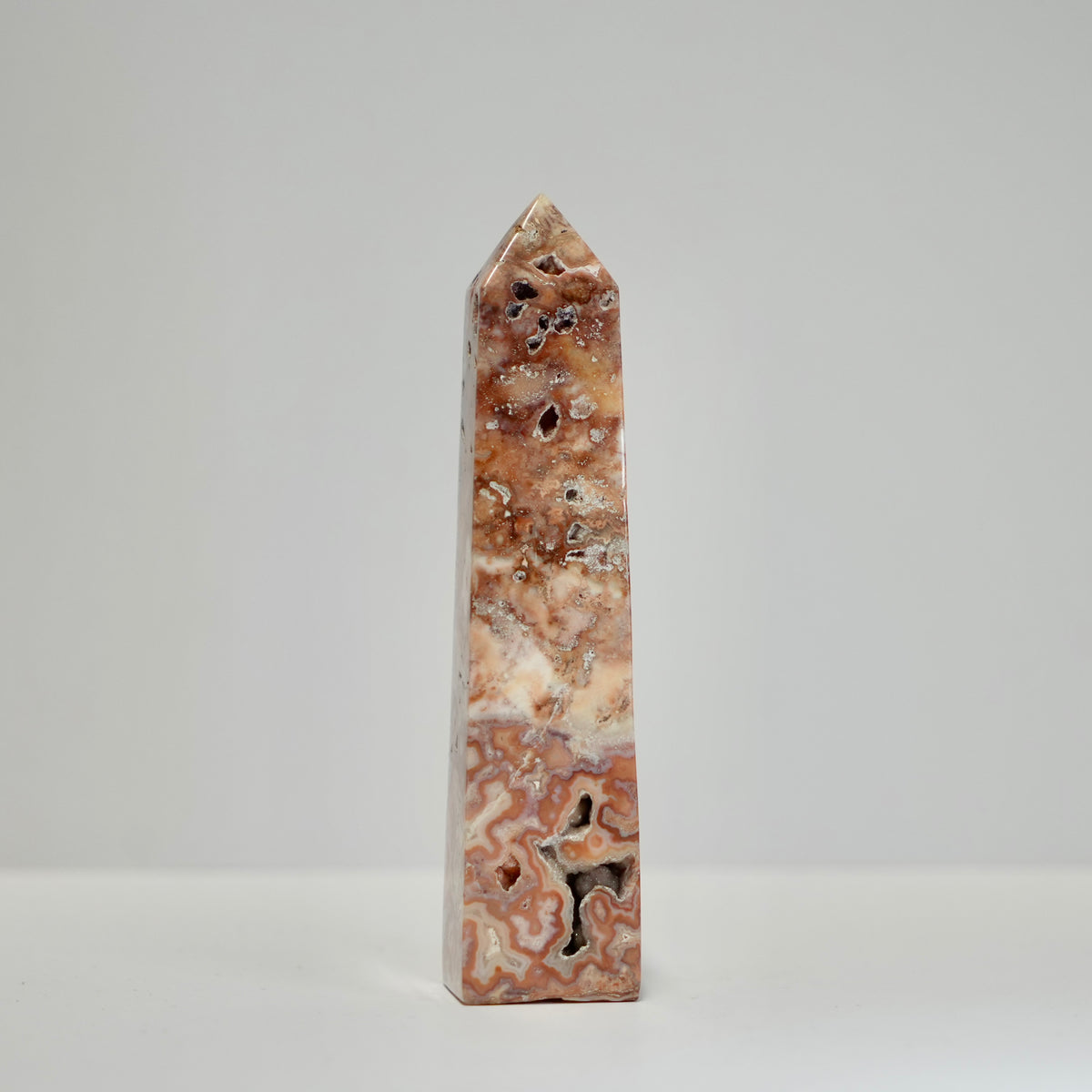 Agate Tower with Natural Quartz/Chalcedony Geodes #122
