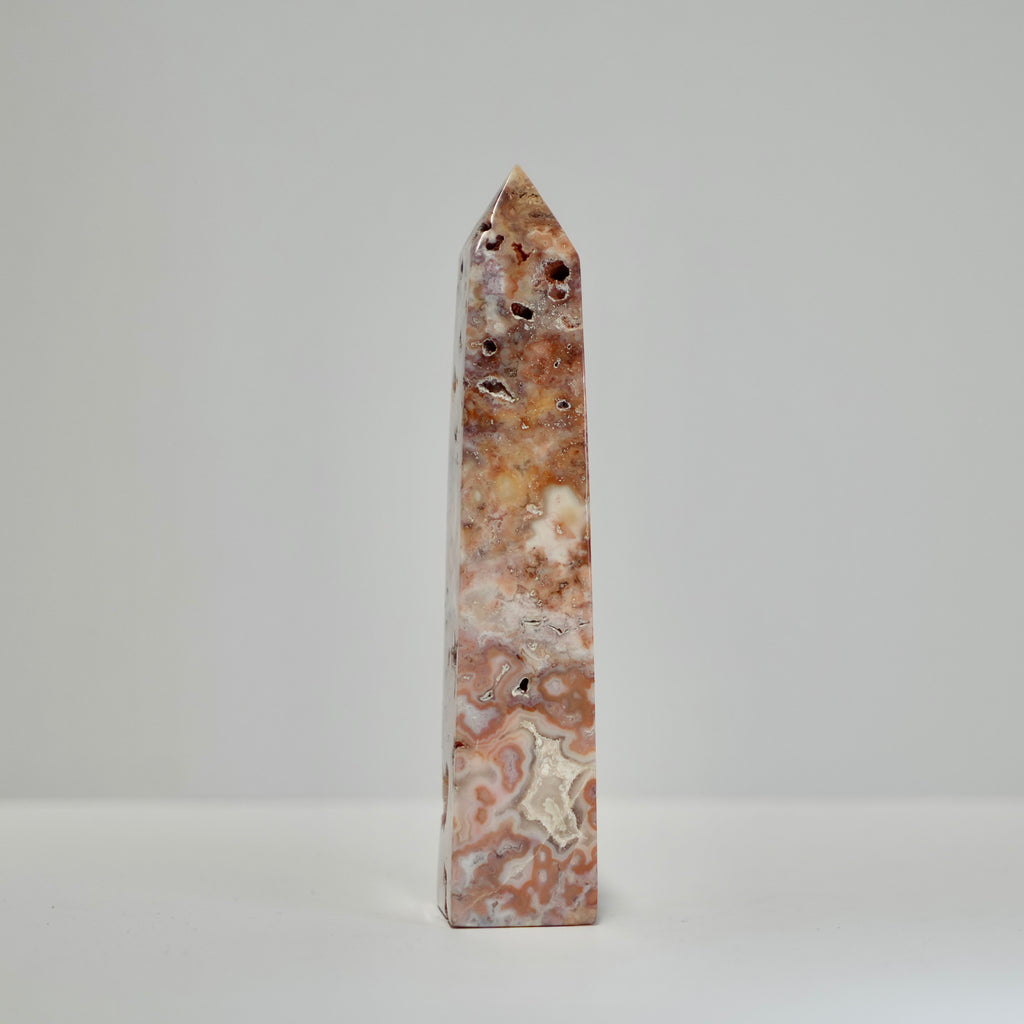 Agate Tower with Natural Quartz/Chalcedony Geodes #122