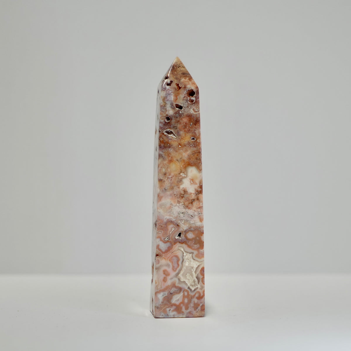 Agate Tower with Natural Quartz/Chalcedony Geodes #122