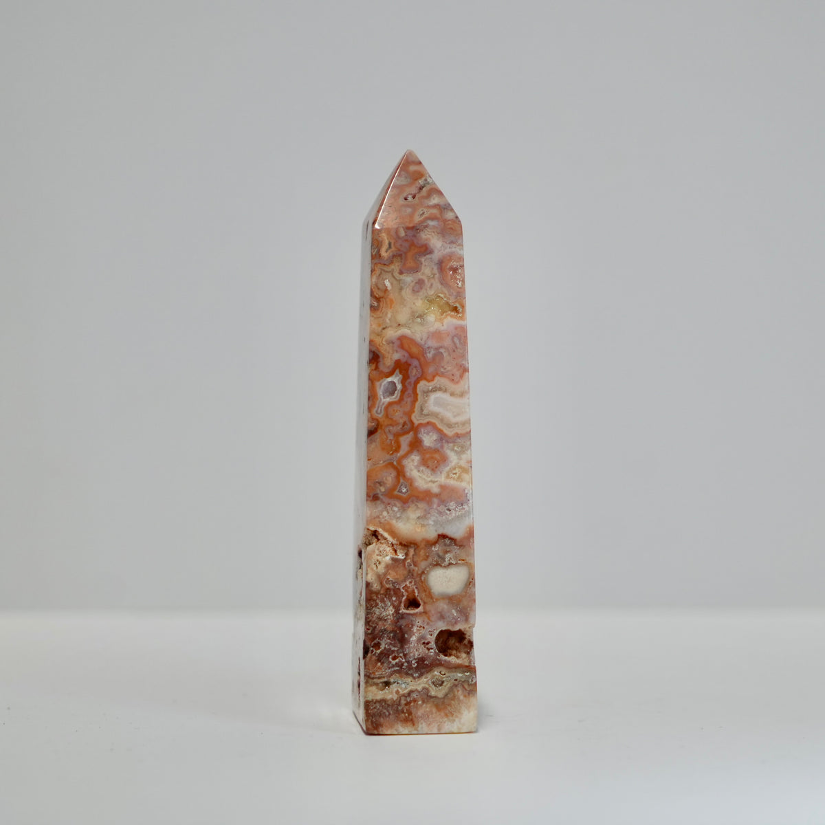 Agate Tower with Natural Quartz/Chalcedony Geodes #123