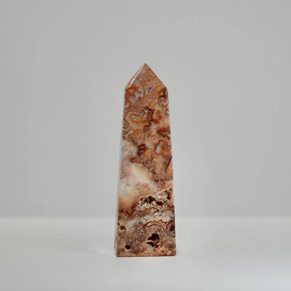 Agate Tower with Natural Quartz/Chalcedony Geodes #123