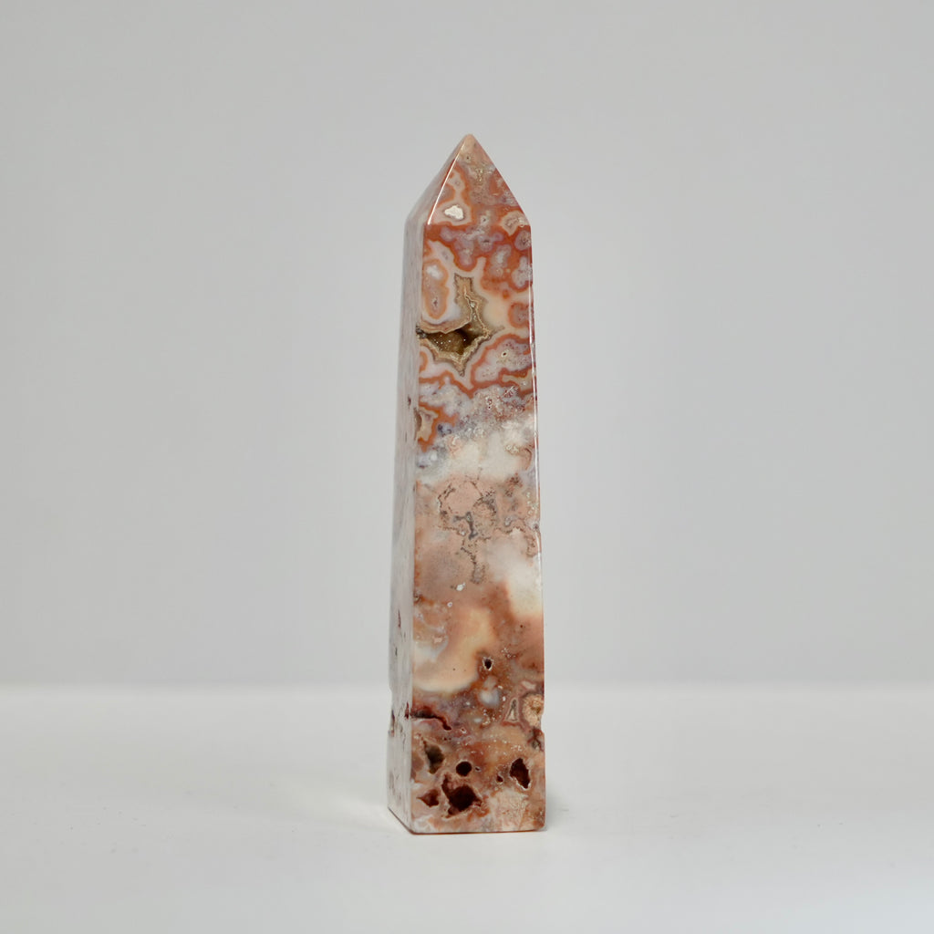 Agate Tower with Natural Quartz/Chalcedony Geodes #123
