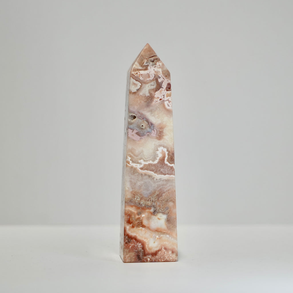 Agate Tower with Natural Quartz/Chalcedony Geodes #124