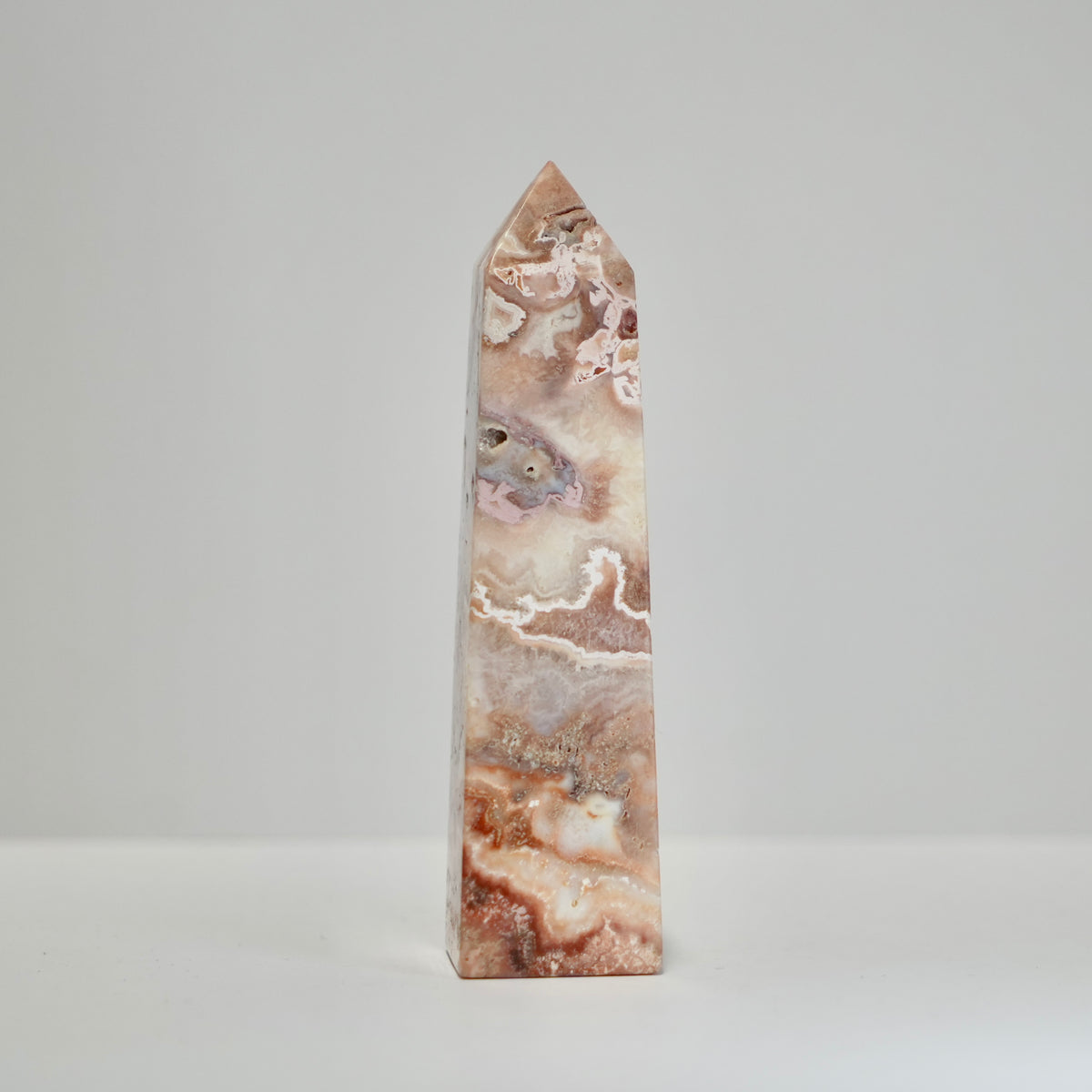 Agate Tower with Natural Quartz/Chalcedony Geodes #124