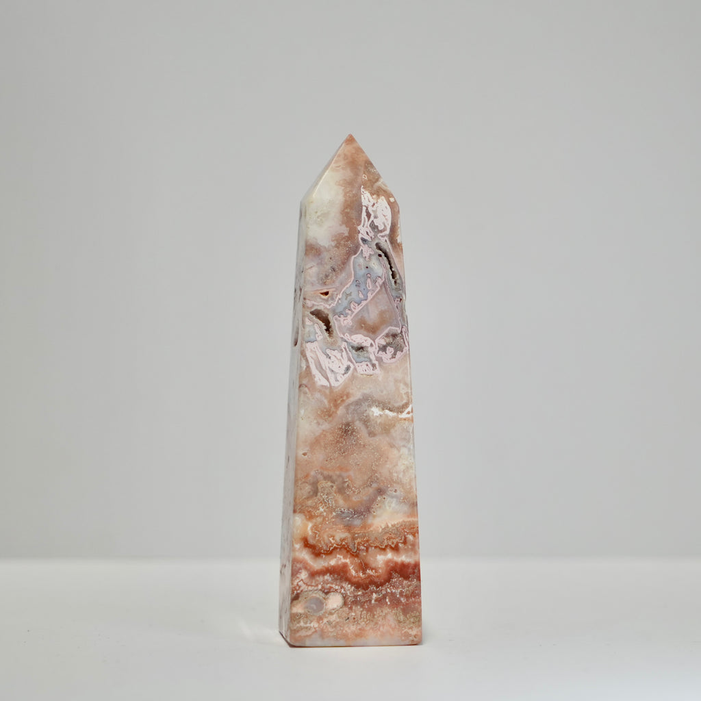 Agate Tower with Natural Quartz/Chalcedony Geodes #124