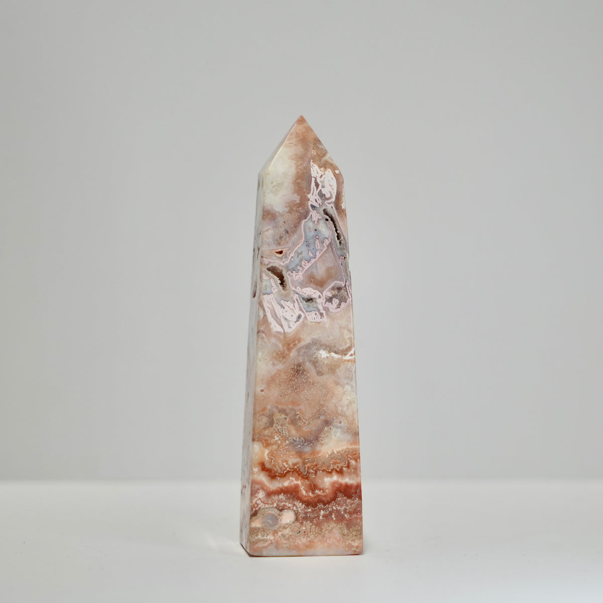 Agate Tower with Natural Quartz/Chalcedony Geodes #124